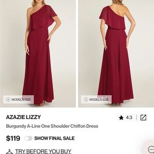 Azazie Burgundy One Shoulder Dress